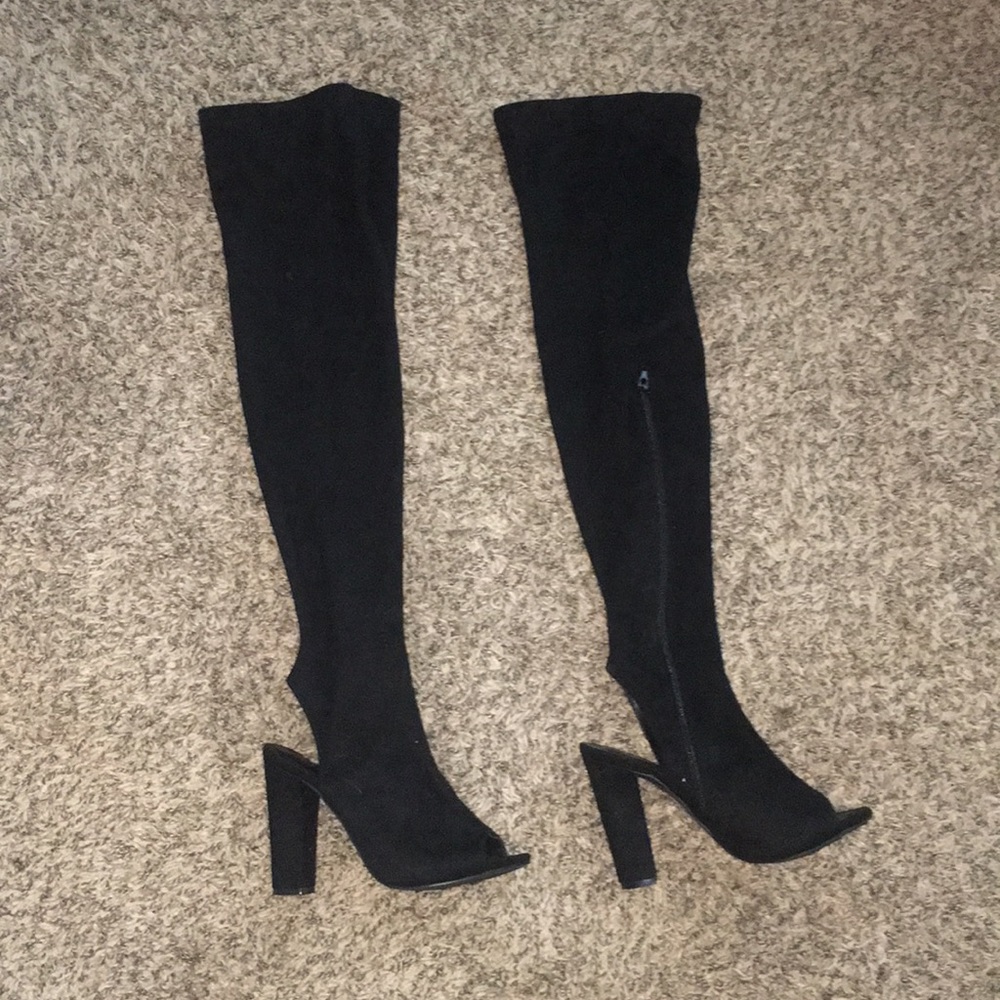 Thigh High Open Toe Boots